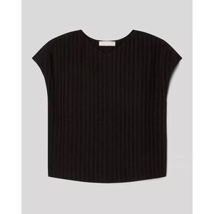 Everlane City Stripe V Neck Top Short Sleeve Pullover Black Shirt oversized